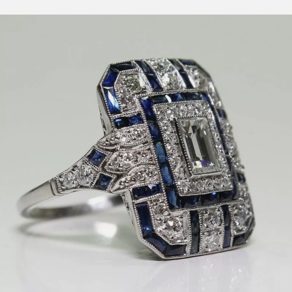 Women 925 Silver Filled White Sapphire ring - Picture 5 of 6